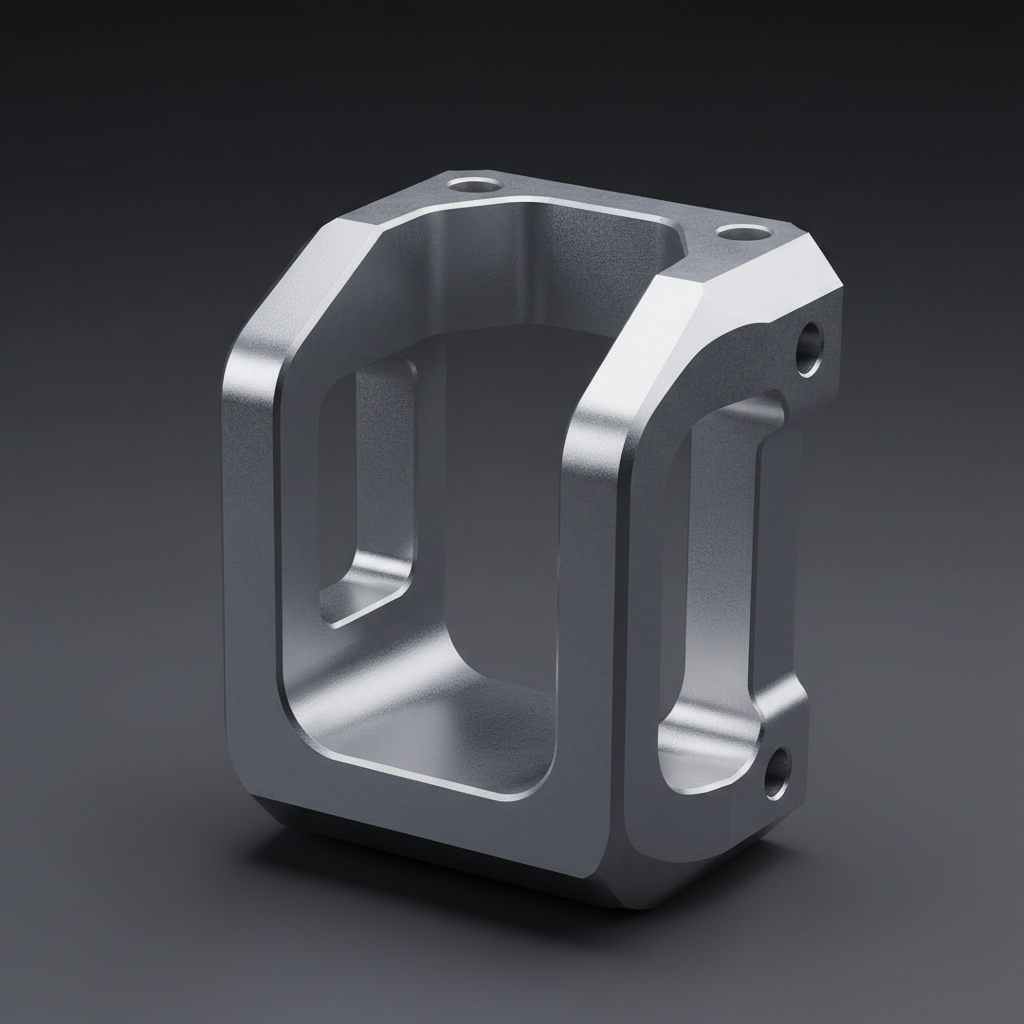Close-up of titanium machined component showing precision surface finish and tight geometric tolerances for aerospace application