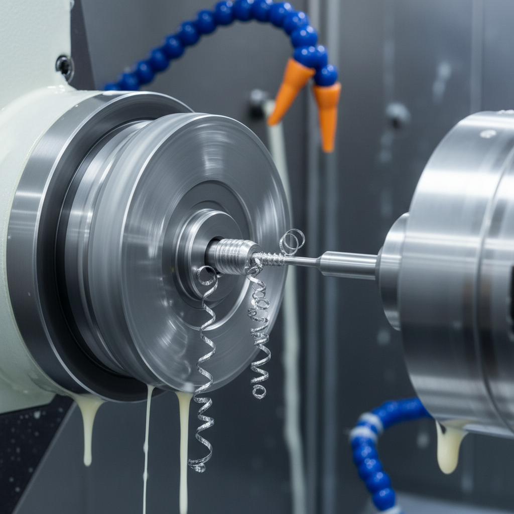 Thread whirling process for titanium screw machining producing medical bone screws on CNC Swiss lathe