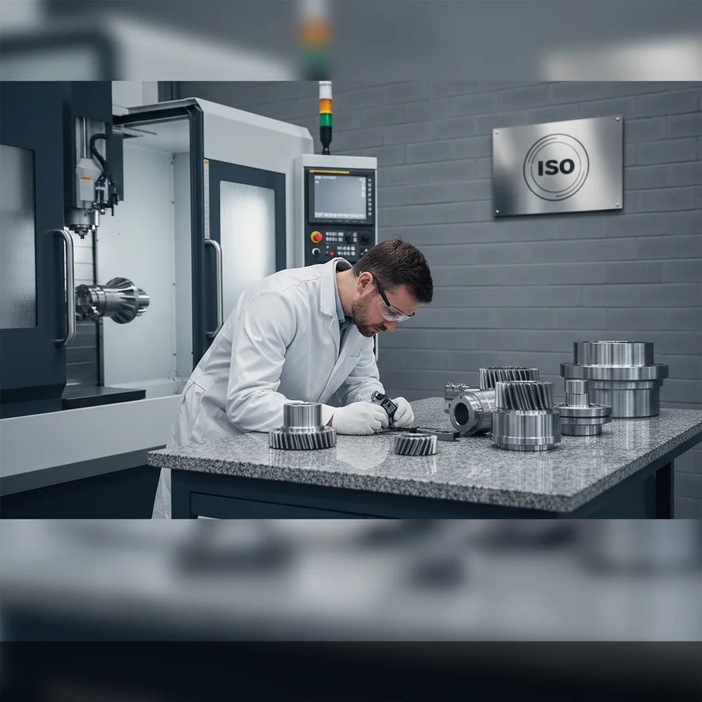 ISO 9001 precision manufacturing quality inspection at a CNC machining facility