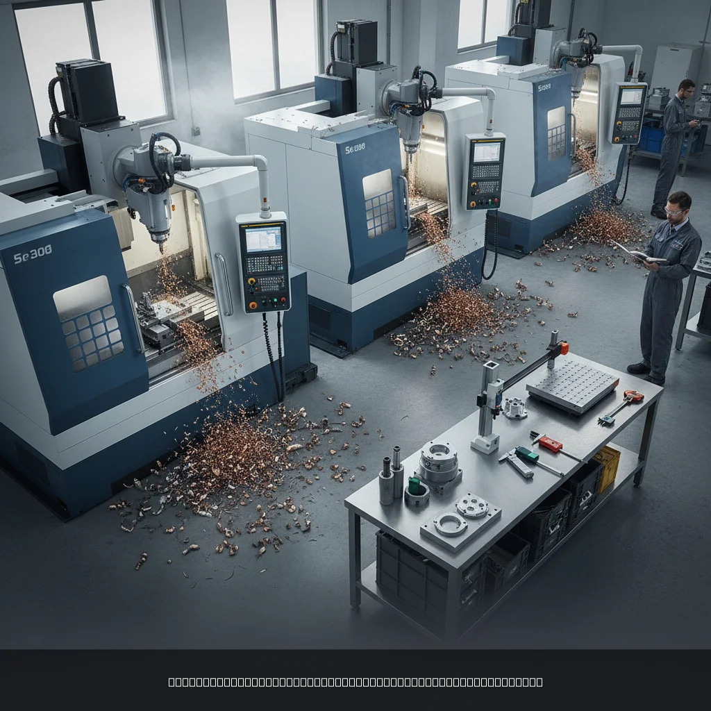select CNC machine manufacturing facility with 5-axis CNC machines and precision measurement equipment