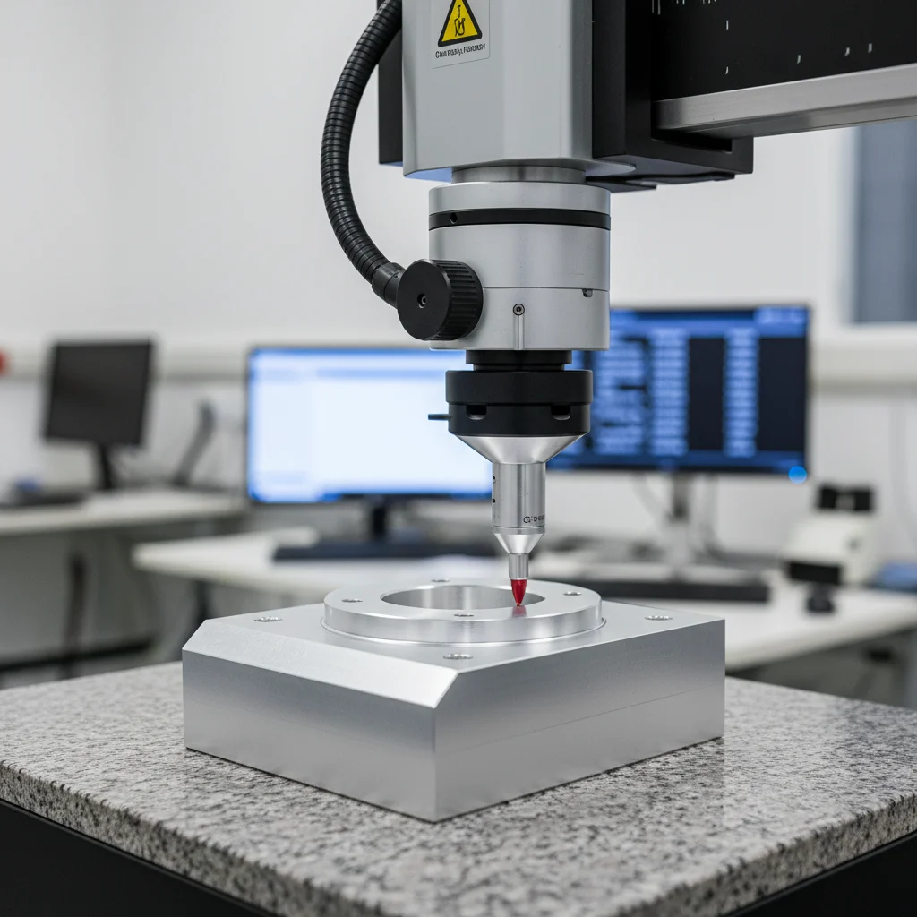 CMM inspection of precision machined part supporting reducing manufacturing lead times through quality control