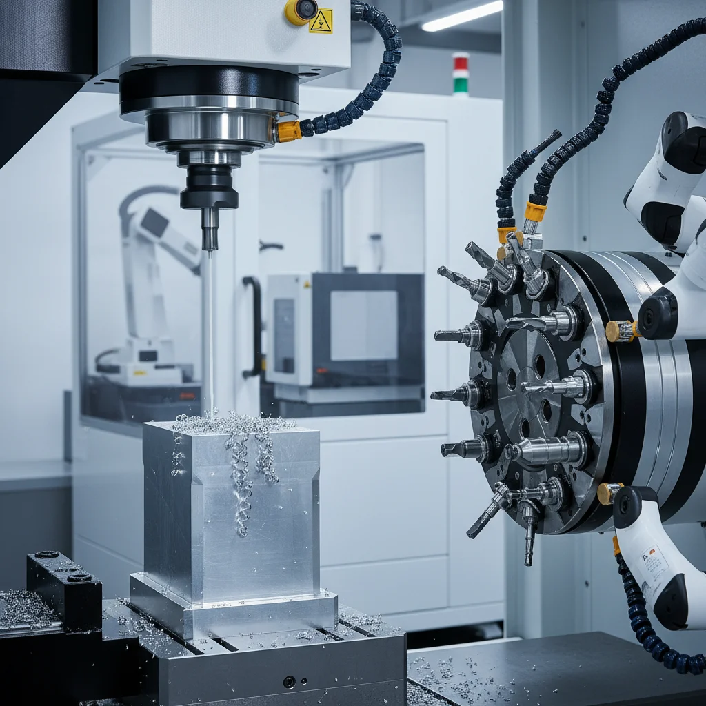 5-axis CNC machining center used for scaling manufacturing operations with automated precision inspection