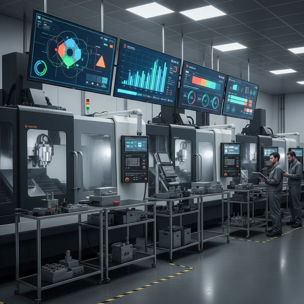 CNC machining facility with real-time monitoring systems to reduce scrap rates machining operations