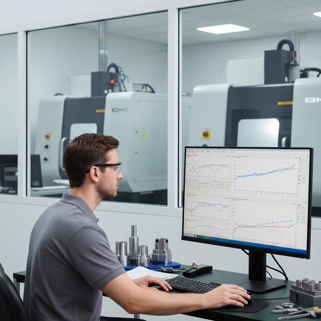 Quality engineer using SPC control charts to reduce scrap rates machining facility