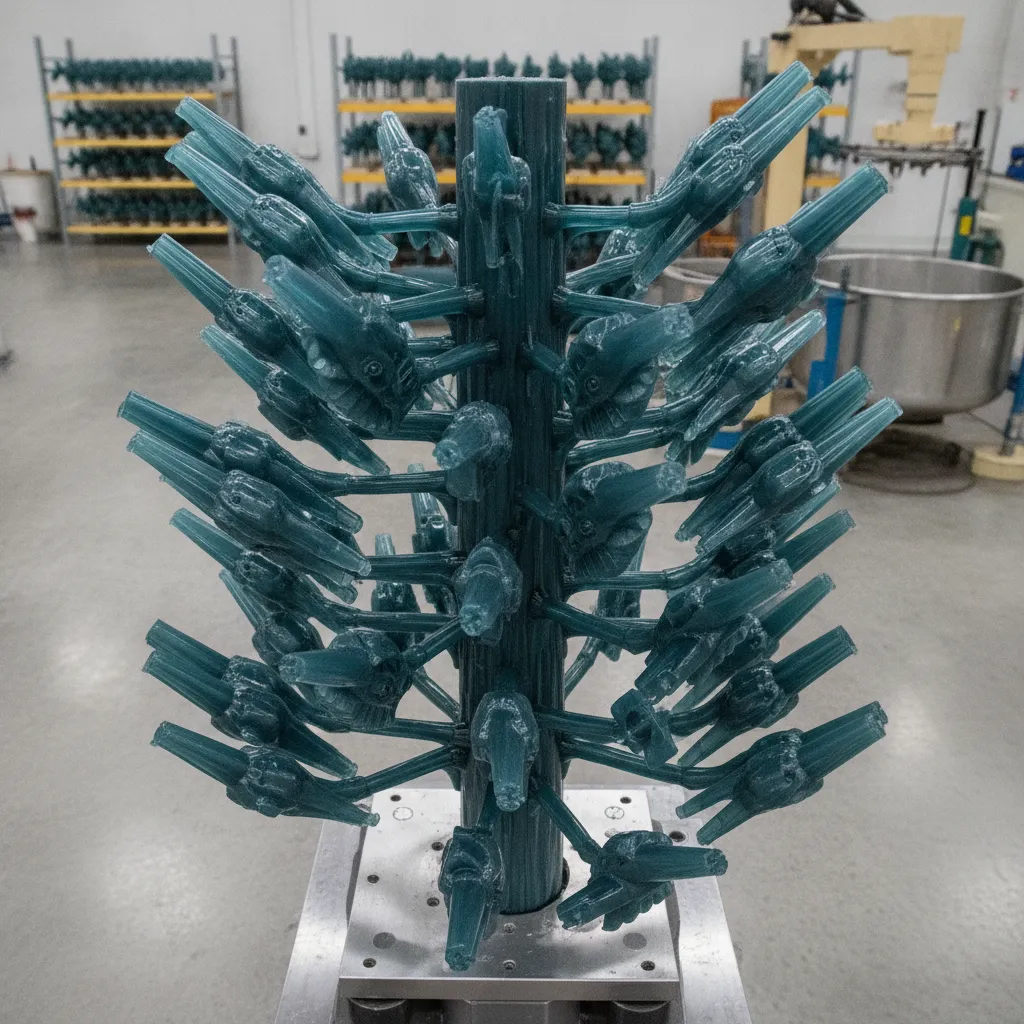Investment and precision casting wax pattern tree assembly in a precision foundry