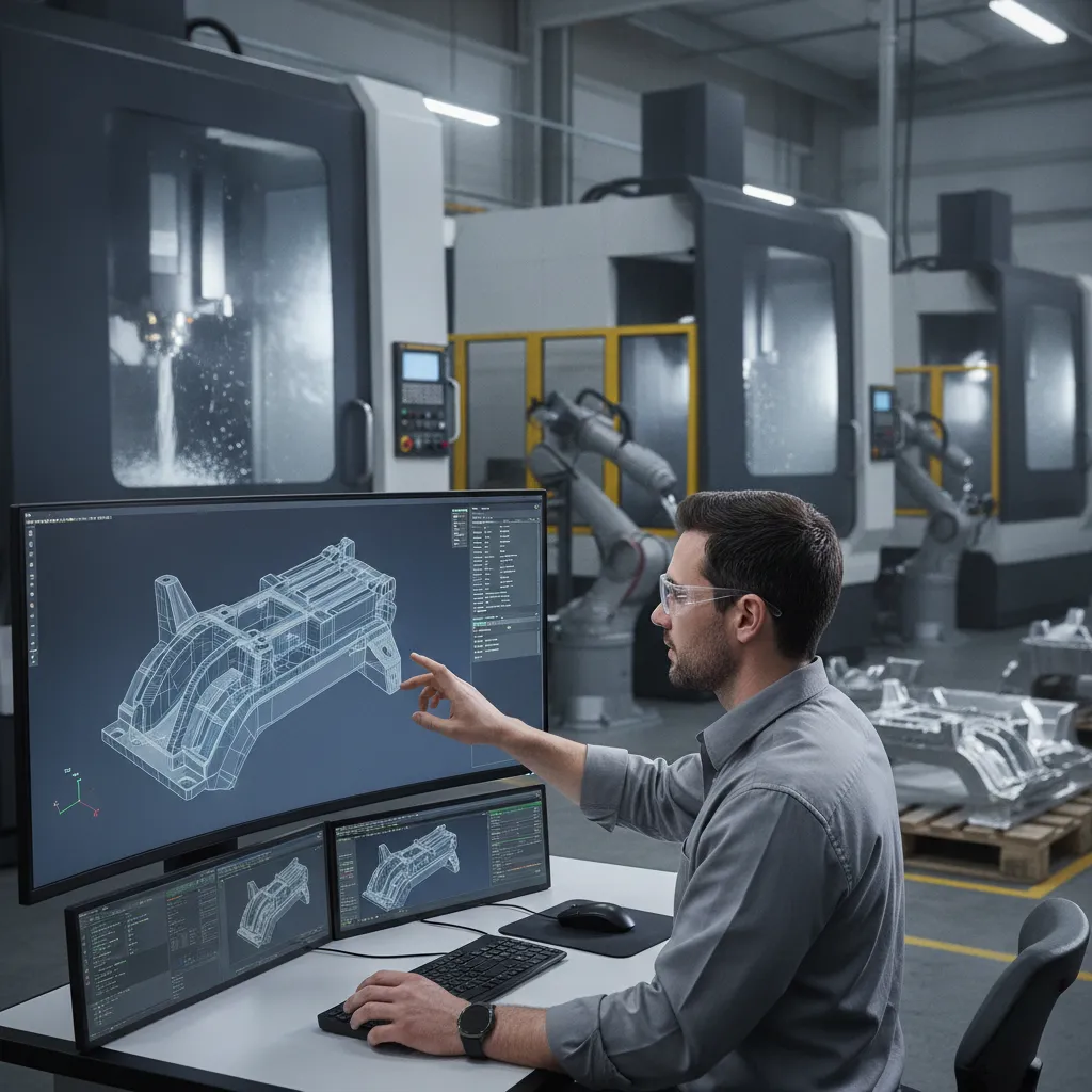 engineer selecting between forging and die casting parts process using 3D CAD model in precision manufacturing facility