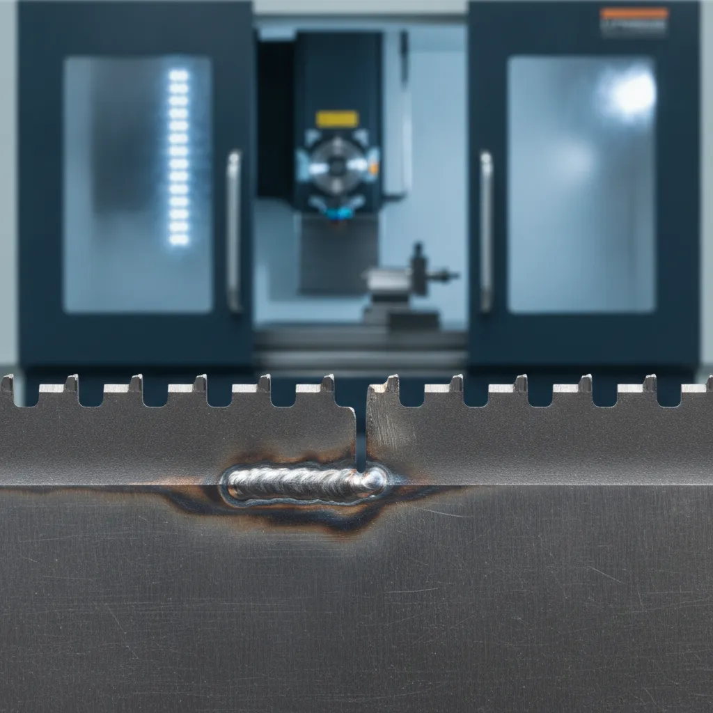 bi-metal banding CNC machining process showing composite metal strip and precision machining center