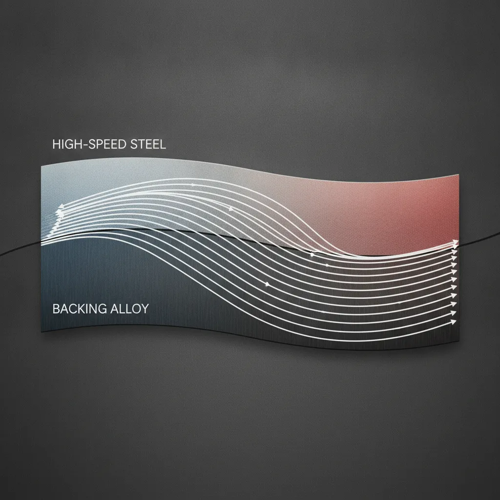 CNC machining tool path optimization for bi-metal banding components showing bond line crossing strategy