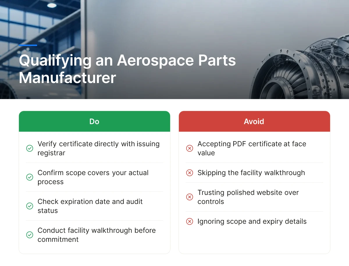 Qualifying an Aerospace Parts Manufacturer
