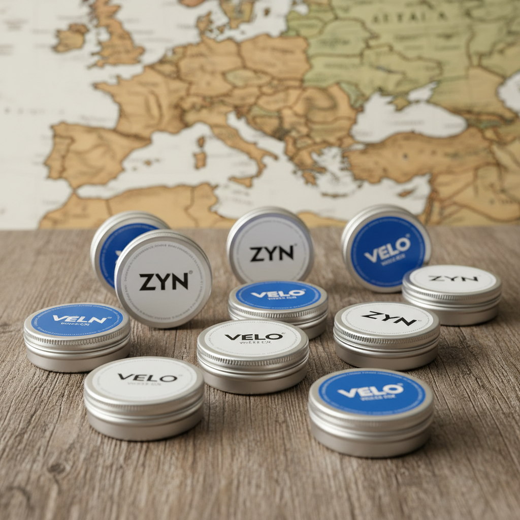 Sachets de nicotine expédition Europe, présentation à plat de marques populaires ZYN VELO White Fox
