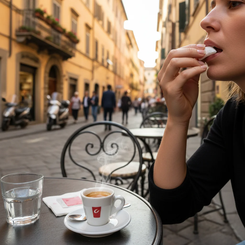 Gebruik van nicotinezakjes in Italië op een terras, discreet en rookvrij