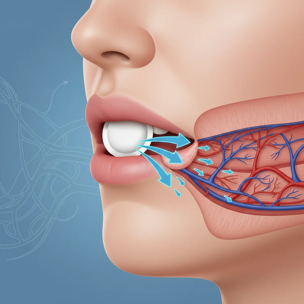 Illustratie van hoe een nicotinezakje werkt onder de lip, relevant voor de vraag wat zijn nicotinezakjes
