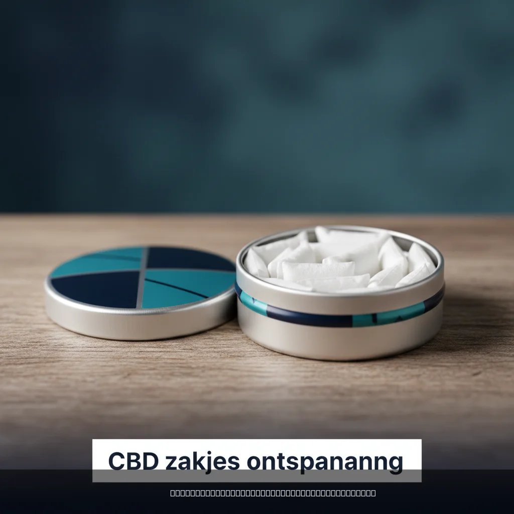 CBD zakjes ontspanning blikje open met witte zakjes zichtbaar van bovenaf