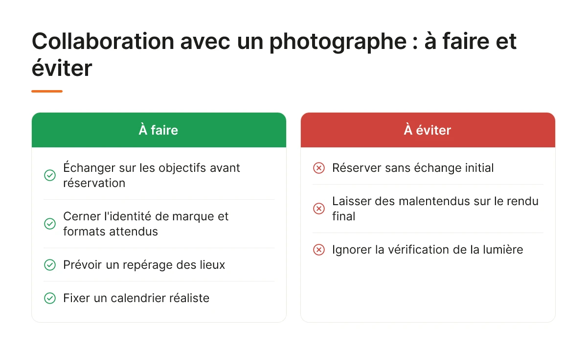 Collaboration avec un photographe : à faire et éviter