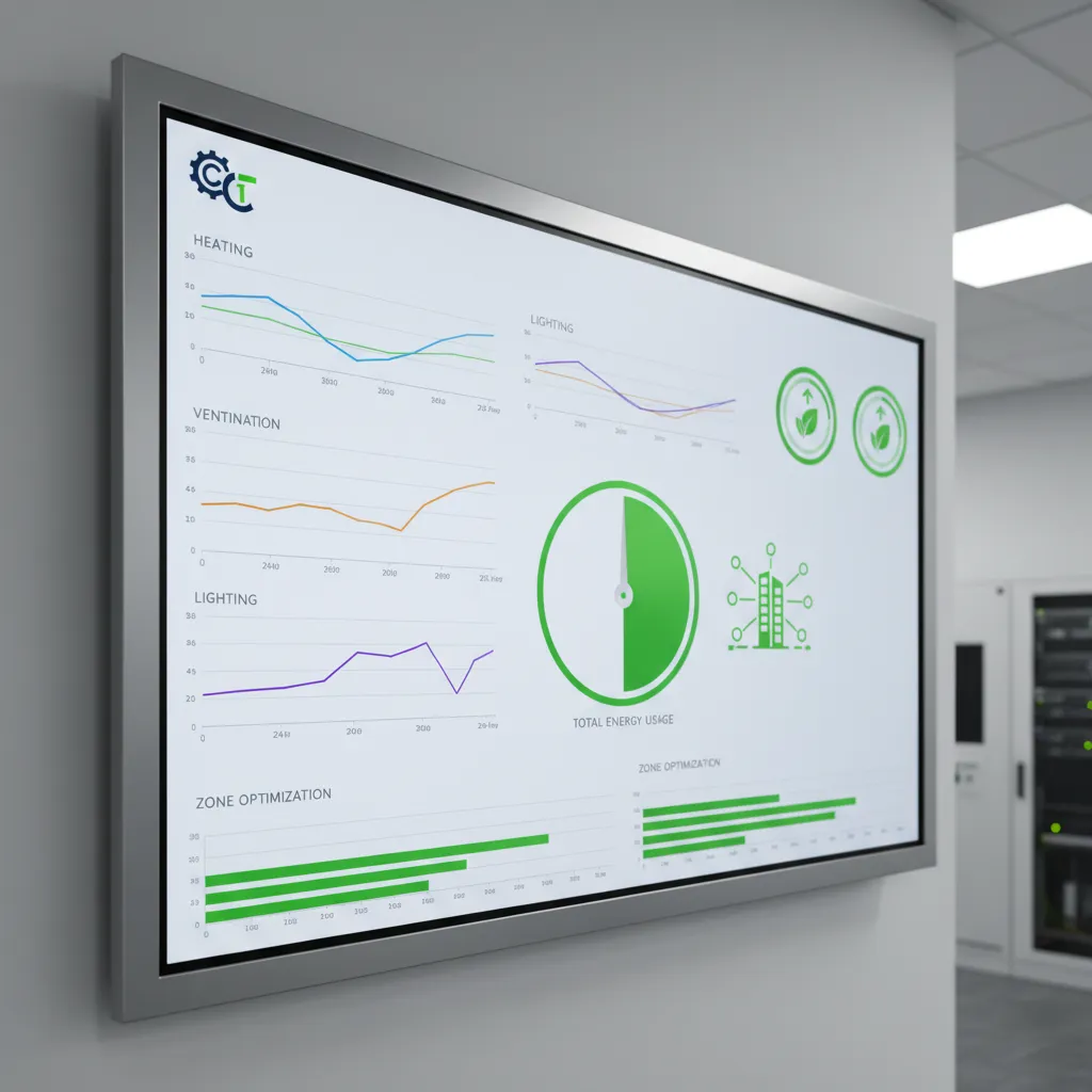 CTS bygningsautomatik system energiovervågning dashboard med realtidsdata for varme ventilation og belysning