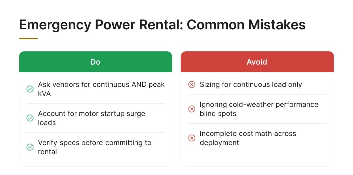 Emergency Power Rental: Common Mistakes