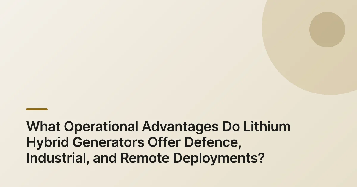 lithium battery technology generators example