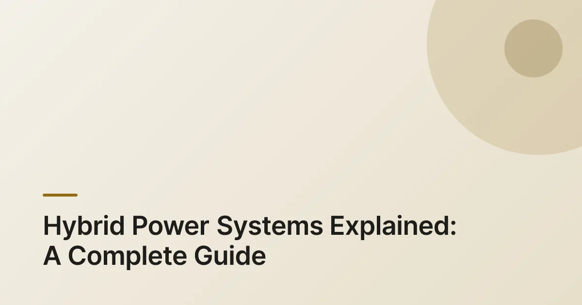 what is hybrid power system overview