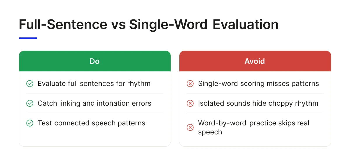 Full-Sentence vs Single-Word Evaluation