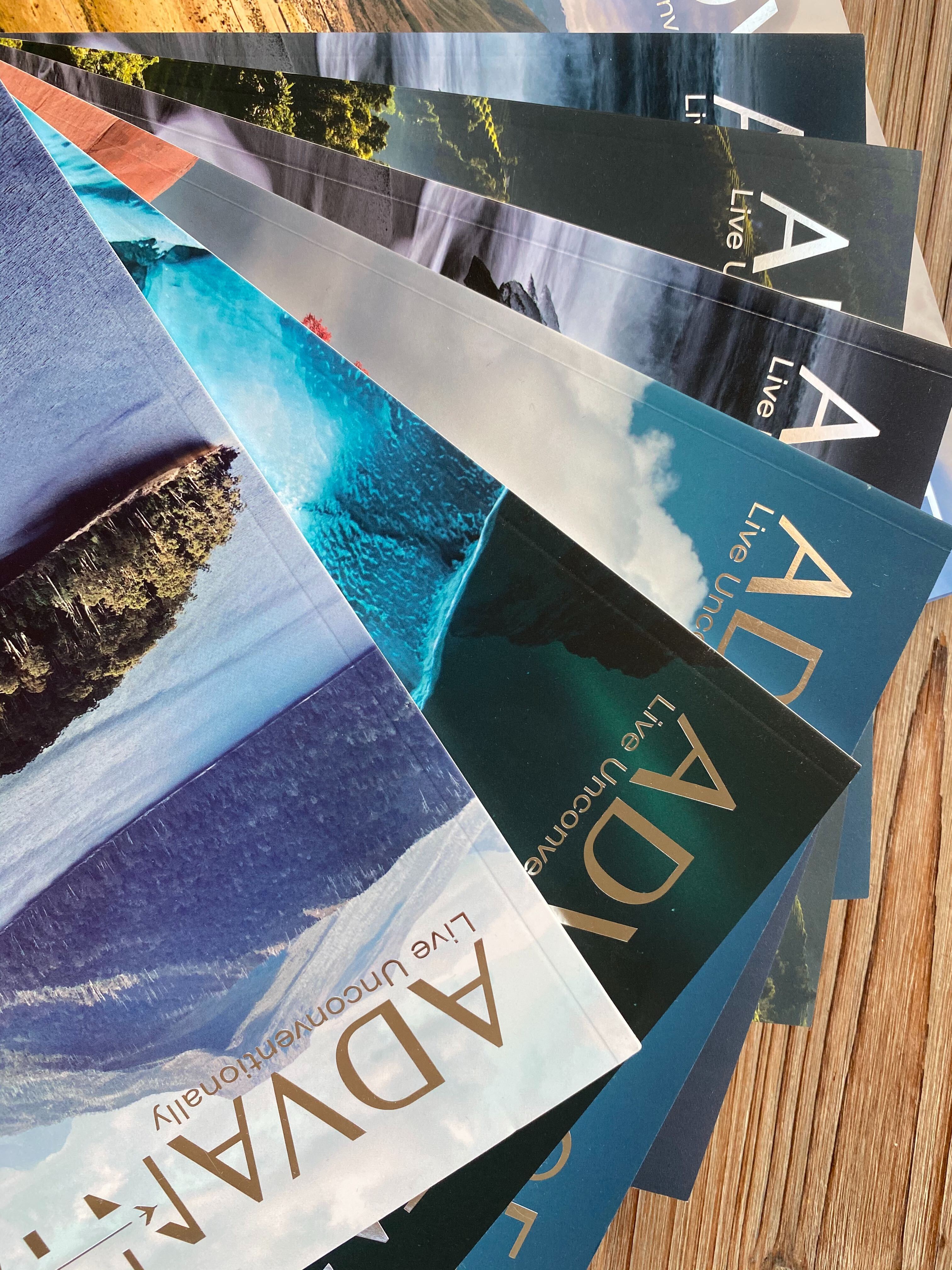 printed brand magazine open on a coffee table showing tangible brand marketing strategy in practice